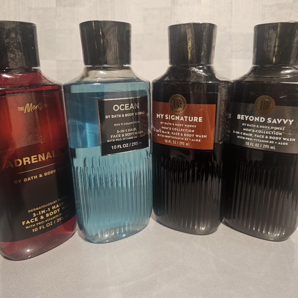 4pc Bundle  Bath  Body Works Mens 3 In 1 Face Hair  Body Wash 10 Oz Each